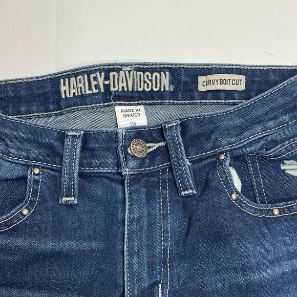 Harley-Davidson Curvy Boot Cut Embellished Jeans Size 28 - Picture 4 of 12